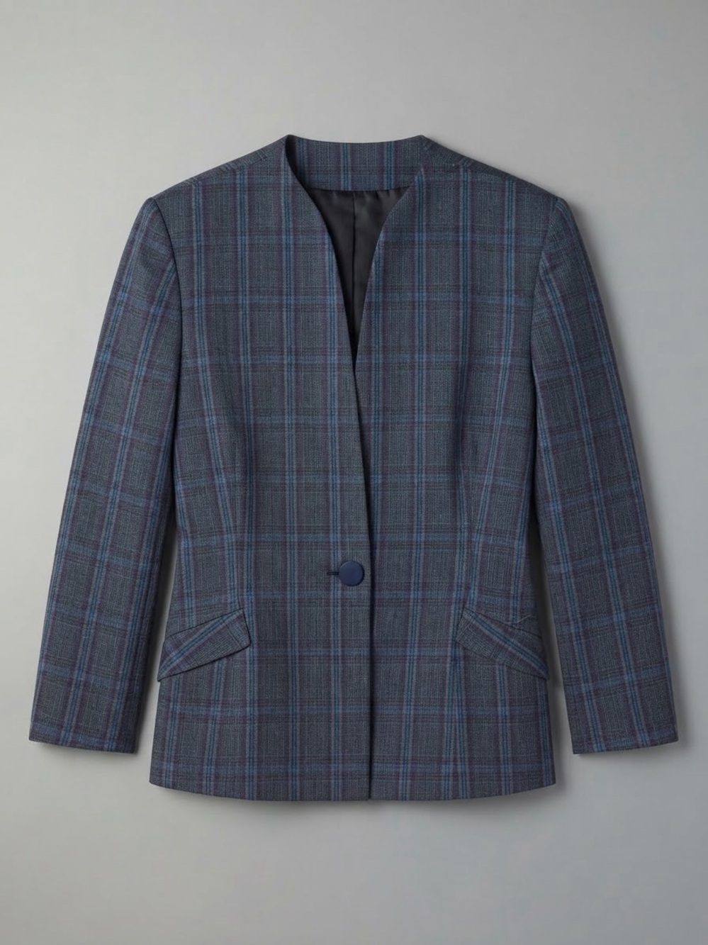 Talbots Gray Plaid Blazer with Blue Windowpane